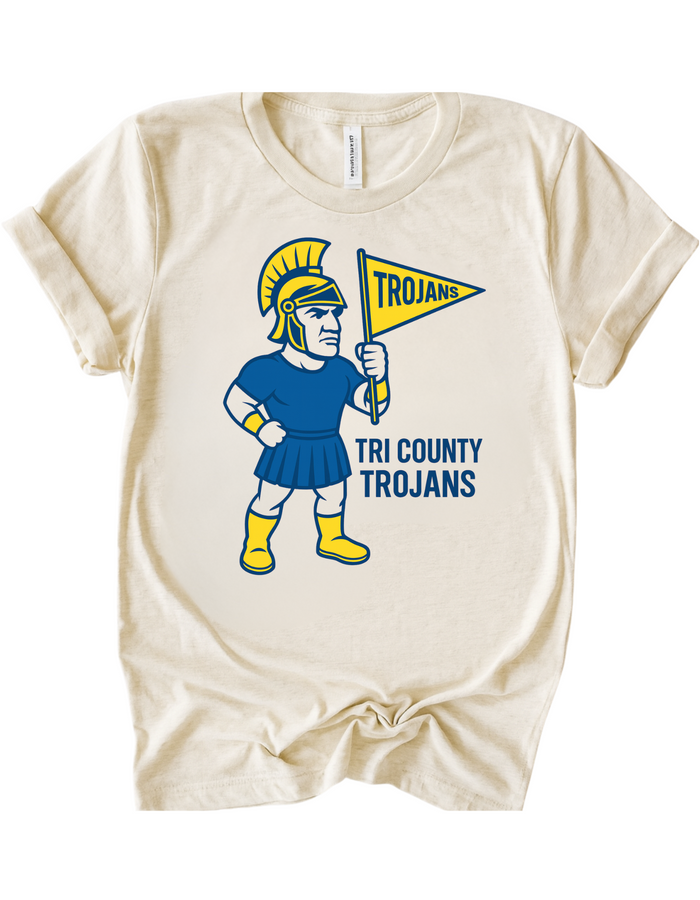Tri County Trojans Vintage Mascot Tee & Sweatshirt