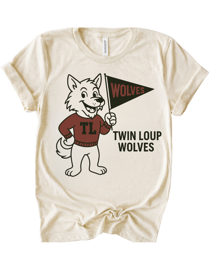 Twin Loup Wolves Vintage Mascot Tee & Sweatshirt
