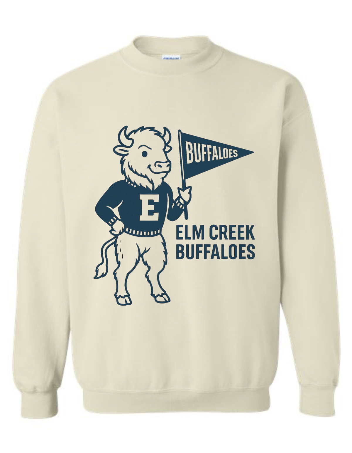 Elm Creek Buffaloes Vintage Mascot Tee & Sweatshirt