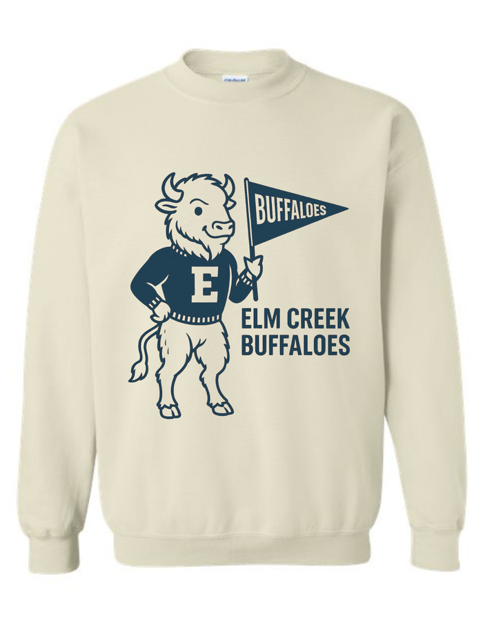 Elm Creek Buffaloes Vintage Mascot Tee & Sweatshirt