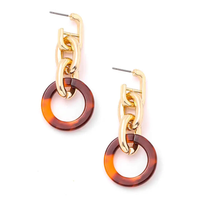 Chain and Tortoise Earrings in Gold