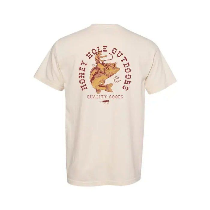 Honey Hole Mens Bass Cowboy Tee in Natural