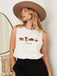 Jackie Patriotic Tank in Cream