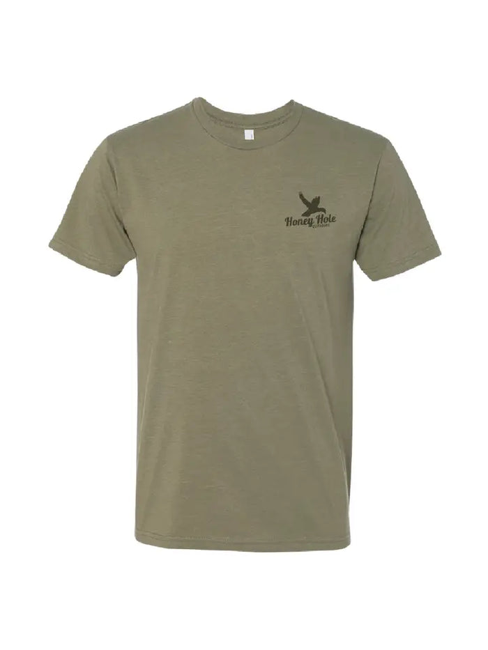 Honey Hole Mens Duck Camo Tee in Olive