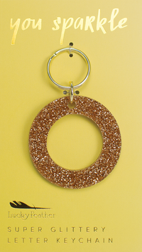 Lucky Feather Glitter Letter Keychain