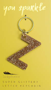 Lucky Feather Glitter Letter Keychain