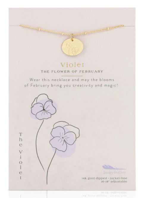 Lucky Feather Birth Month Flower Necklaces