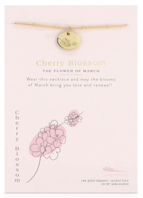 Lucky Feather Birth Month Flower Necklaces
