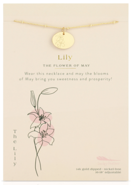 Lucky Feather Birth Month Flower Necklaces