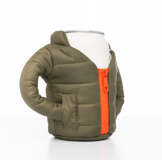 Puffin Beverage Jacket in Green & Orange