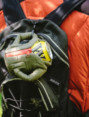 Puffin Beverage Jacket in Green & Orange