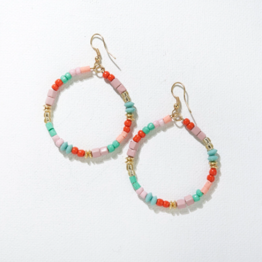 Ink + Alloy Mix Bead Hoop Dangle Earrings