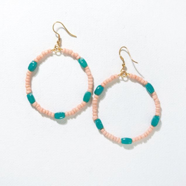 Ink + Alloy Mix Bead Hoop Dangle Earrings