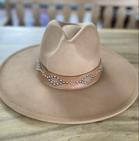 Wide Brim Panama Hat w/ Studded Band