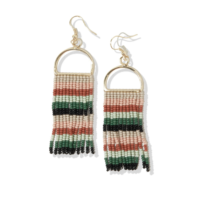 Ink + Alloy Arch Beaded Fringe Earrings