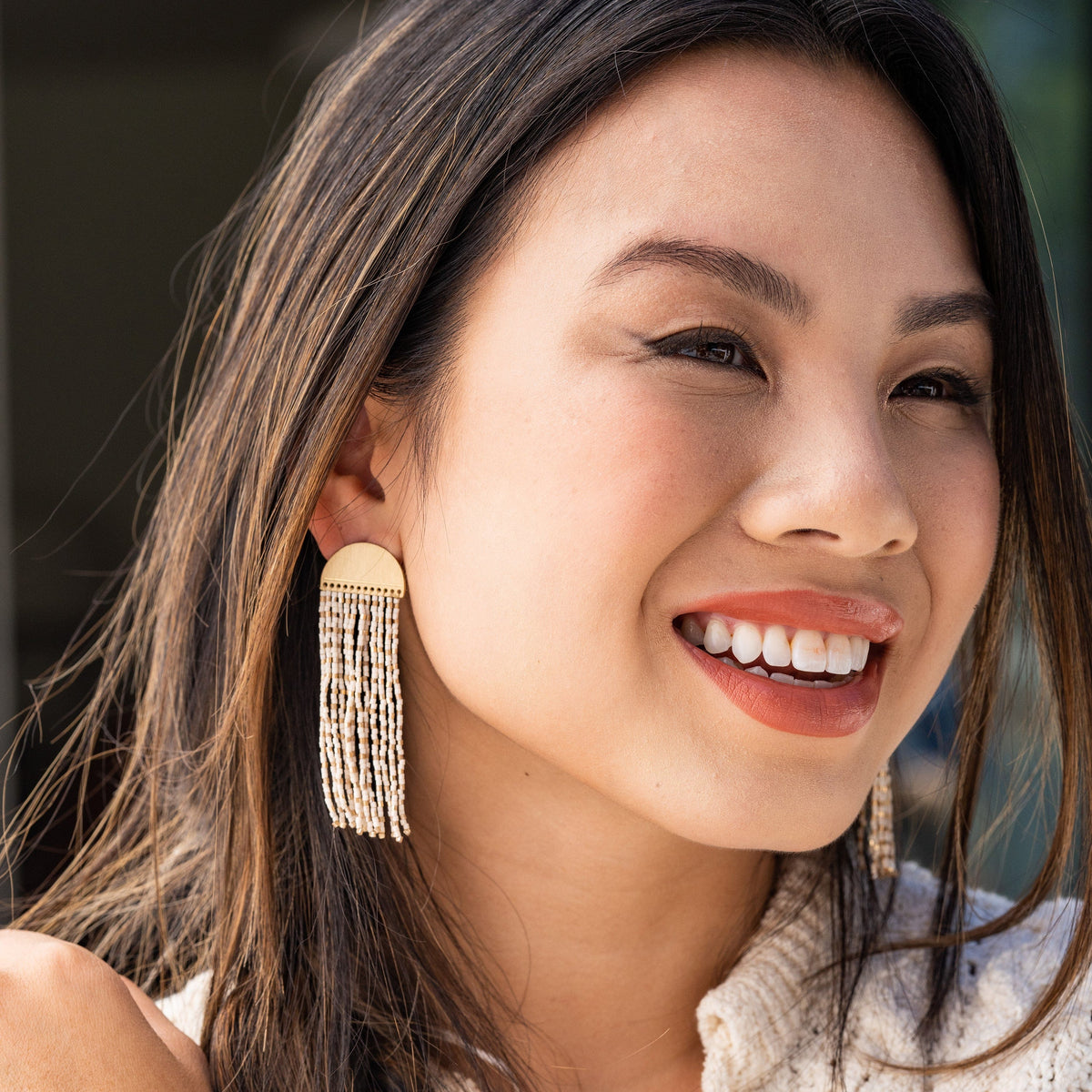 Ink + Alloy Half Circle Fringe Earrings