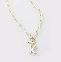 Natalie Wood Designs Toggle Initial Necklace in Gold