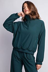 Tess 1/4 Zip Pullover in Midnight Green