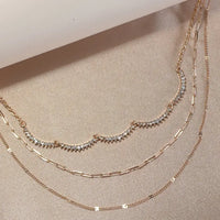 Multi Layer Rhinestone Cloud Necklace in Gold