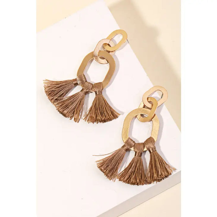 Chain and Tassel Earrings in Gold