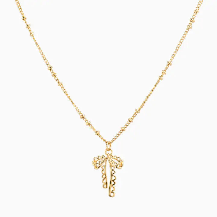 Lace Bow Necklace in Gold