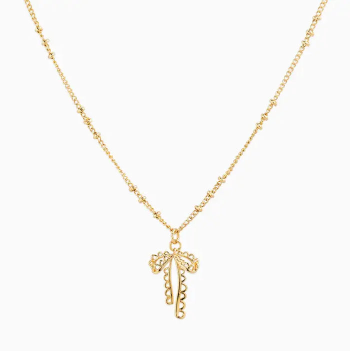 Lace Bow Necklace in Gold
