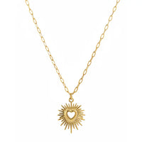 Heart Sunburst Necklace in Gold