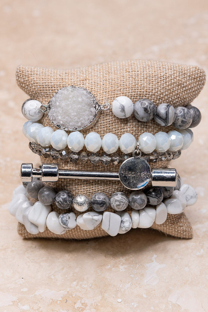 Aspen Bracelet Set in White/Gray