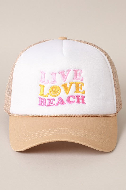 Beach Lover Trucker Hat in Beige