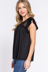 Ruffle and Lace Top in Black