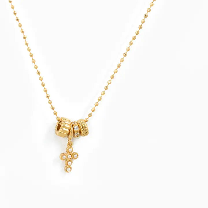 Rondelle Cross Charm Necklace