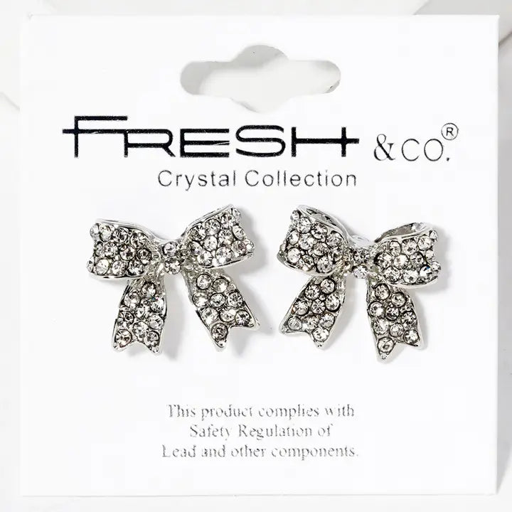 Rhinestone Bow Earrings