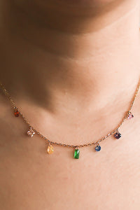 Dainty Gem Necklace in Gold