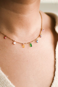 Dainty Gem Necklace in Gold