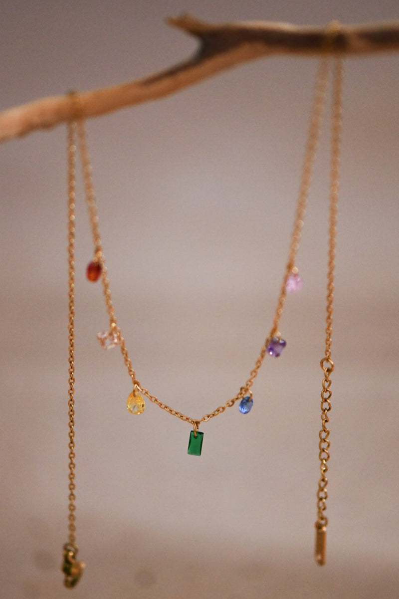 Dainty Gem Necklace in Gold