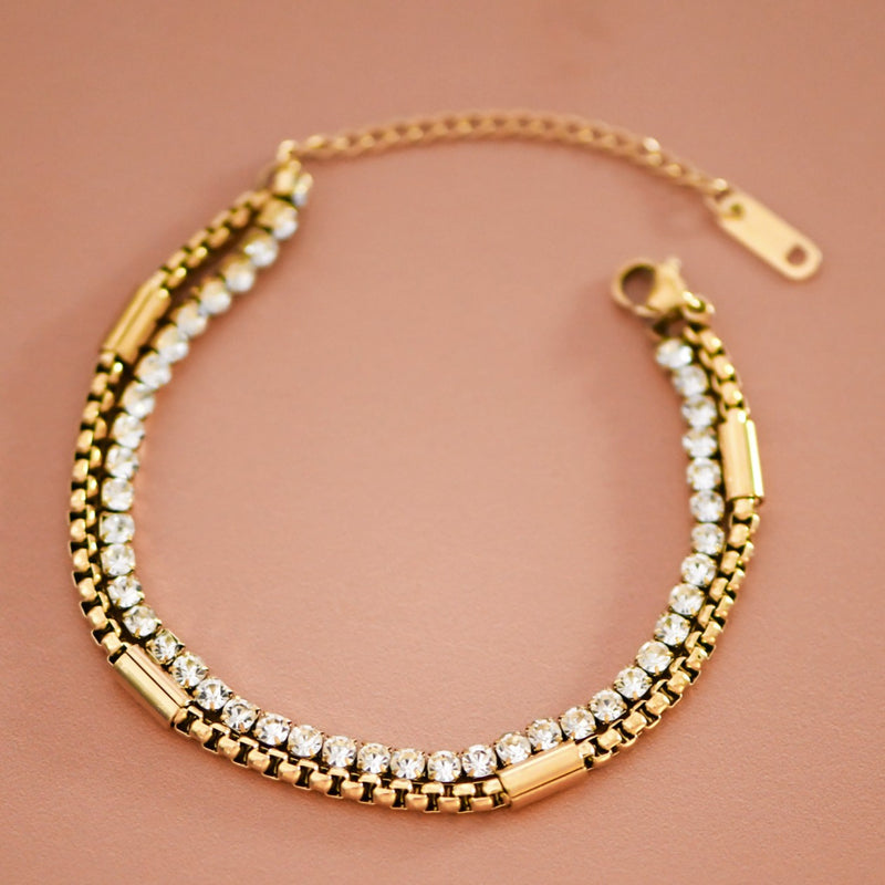 Double Layer Bracelet in Gold