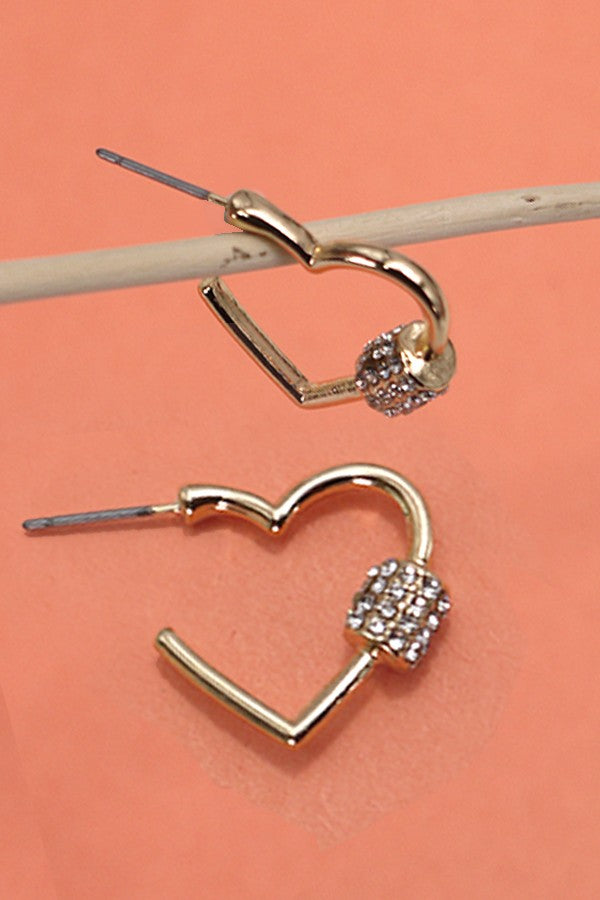 Nova Rhinestone Heart Hoop Earrings in Gold