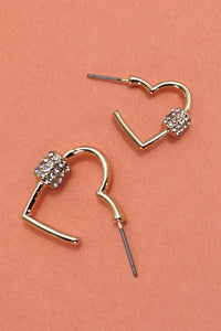 Nova Rhinestone Heart Hoop Earrings in Gold