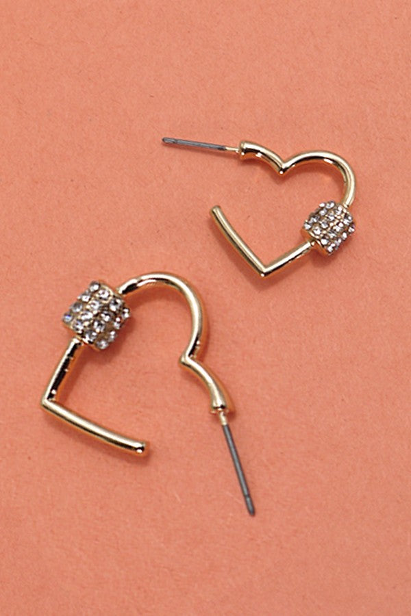 Nova Rhinestone Heart Hoop Earrings in Gold