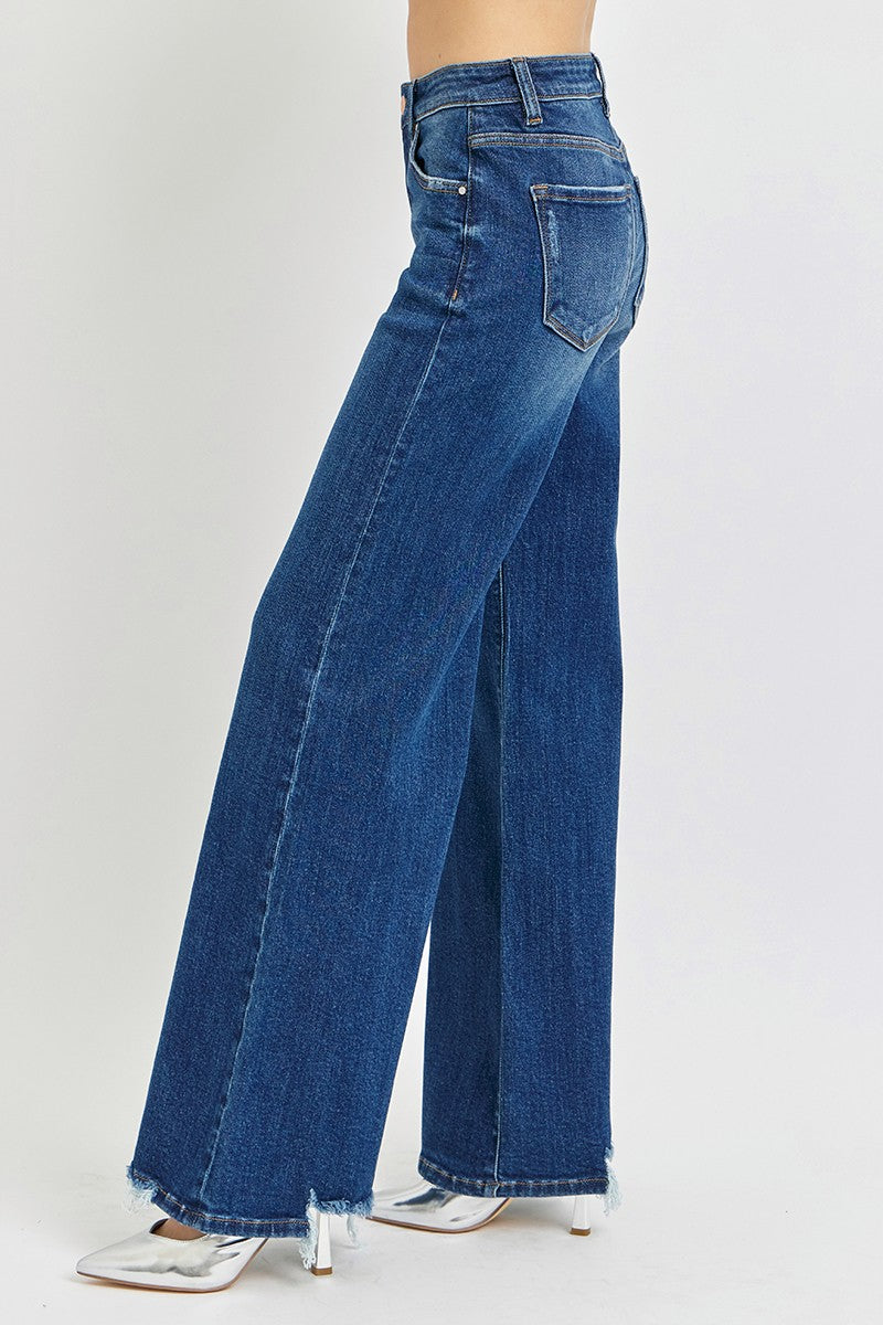 Risen Sage Mid Rise Wide Leg Jeans