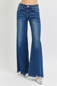 Risen Sage Mid Rise Wide Leg Jeans