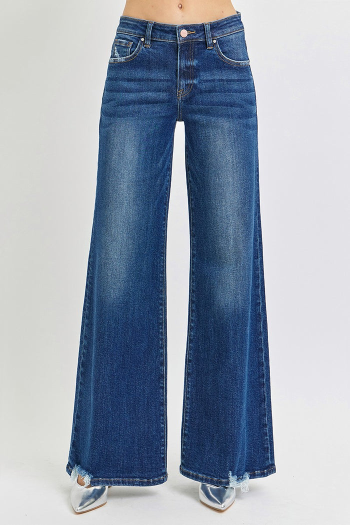 Risen Sage Mid Rise Wide Leg Jeans