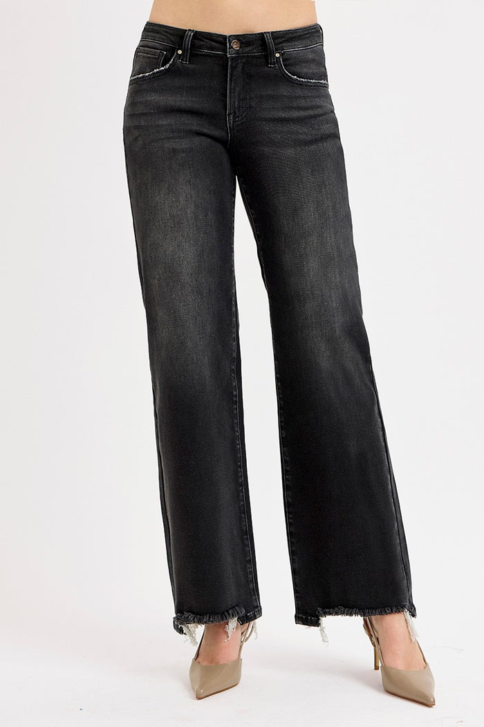 Risen Eva Wide Leg Jeans in Black