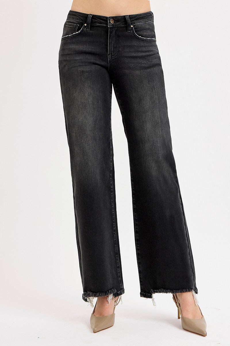 Risen Eva Wide Leg Jeans in Black