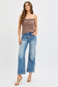 Risen Sam Mid Rise Cropped Cuffed Straight Leg Jeans