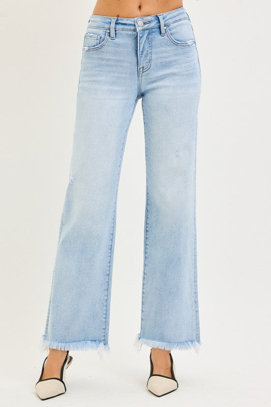Risen Addy Tummy Control Mid Rise Straight Leg Jeans