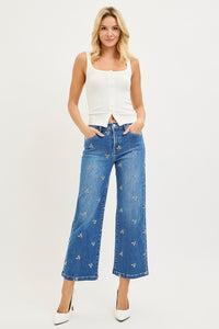 Risen Alice Tummy Control High Rise Cropped Wide Leg Jeans