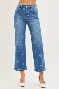 Risen Alice Tummy Control High Rise Cropped Wide Leg Jeans