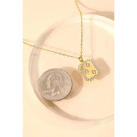 Pave Star Square Pendant Necklace in Gold