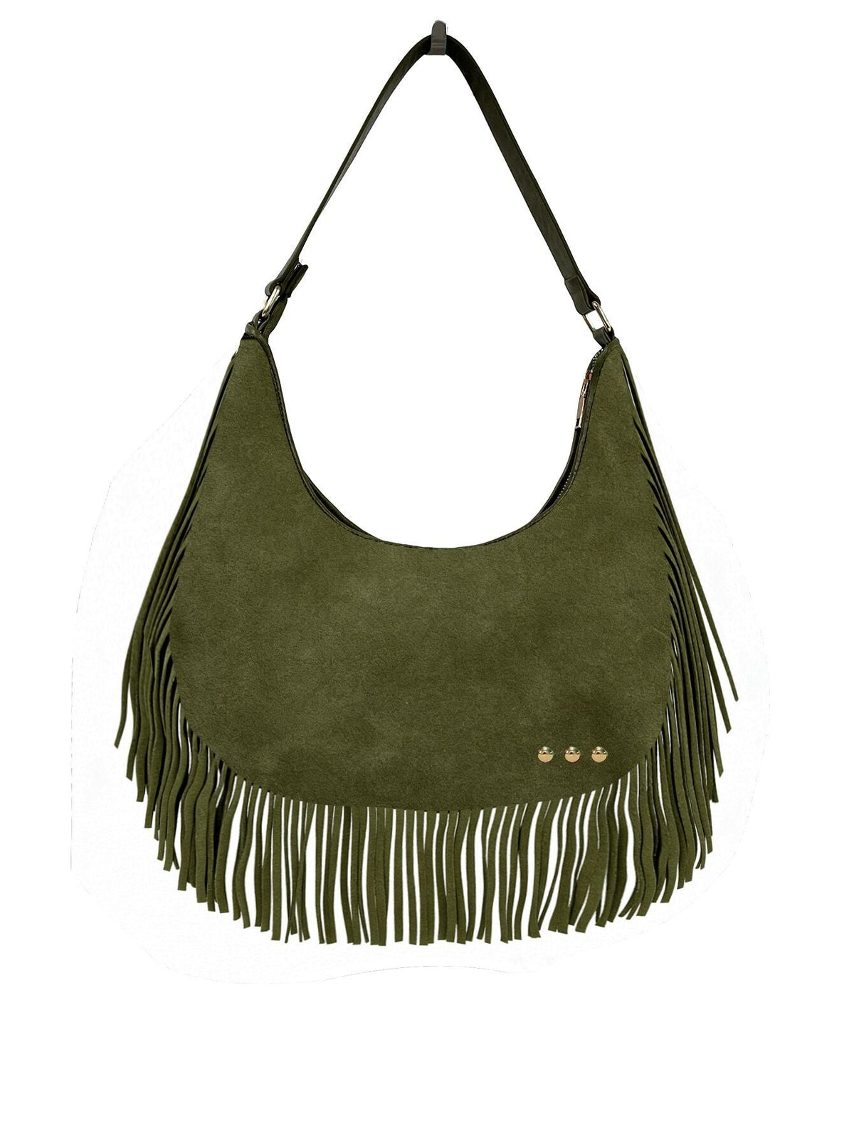 Pretty Simple Loretta Suede Fringe Slouchy Bag